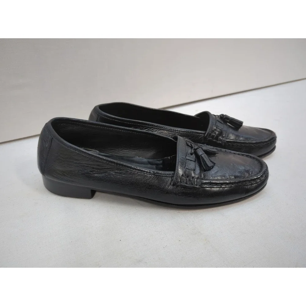 Dimitri Mens Black Leather Tassel Loafers Dress Shoes Size 10 D Made In Italy
